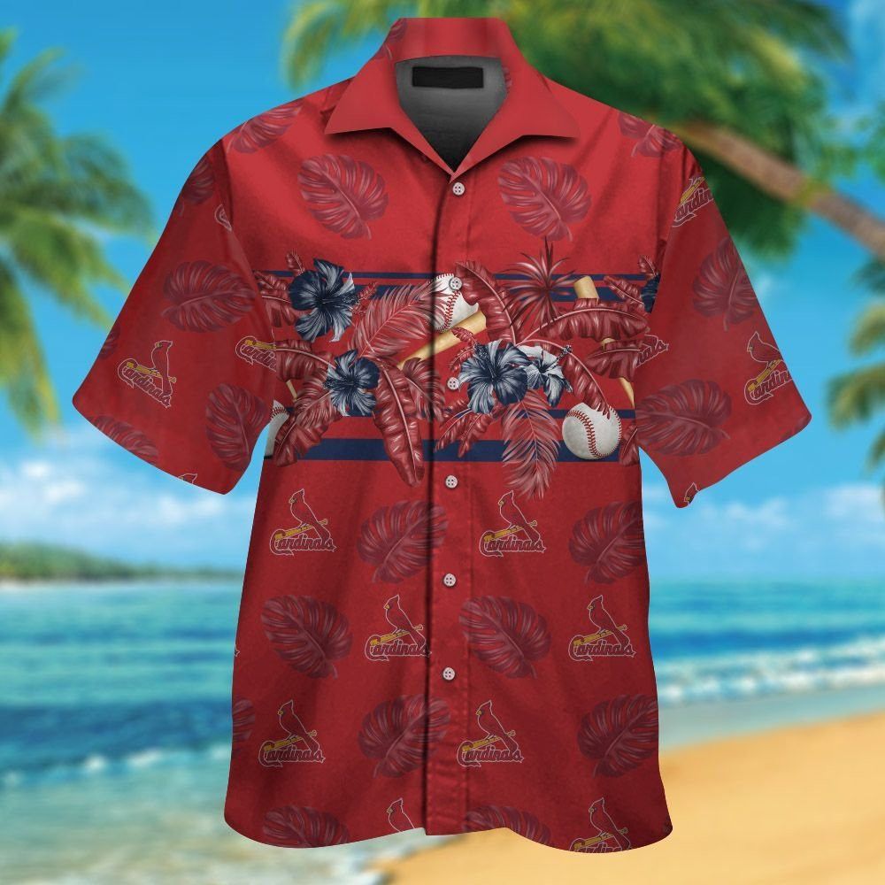 St Louis Cardinals Short Sleeve Button Up Tropical Hawaiian Shirt Ver01