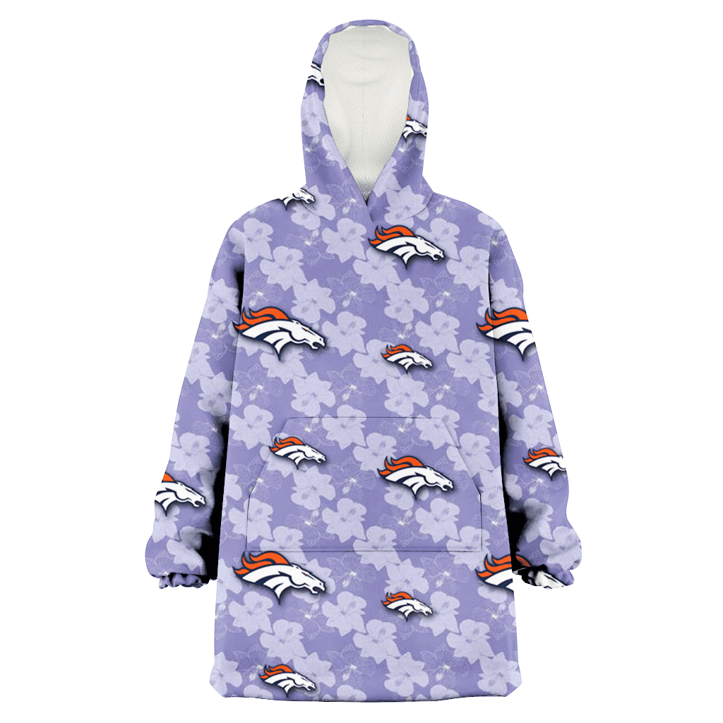 Denver Broncos Light Purple Hibiscus Pattern Stripe Powder Purple 3D Printed Hoodie Blanket Snug Hoodie