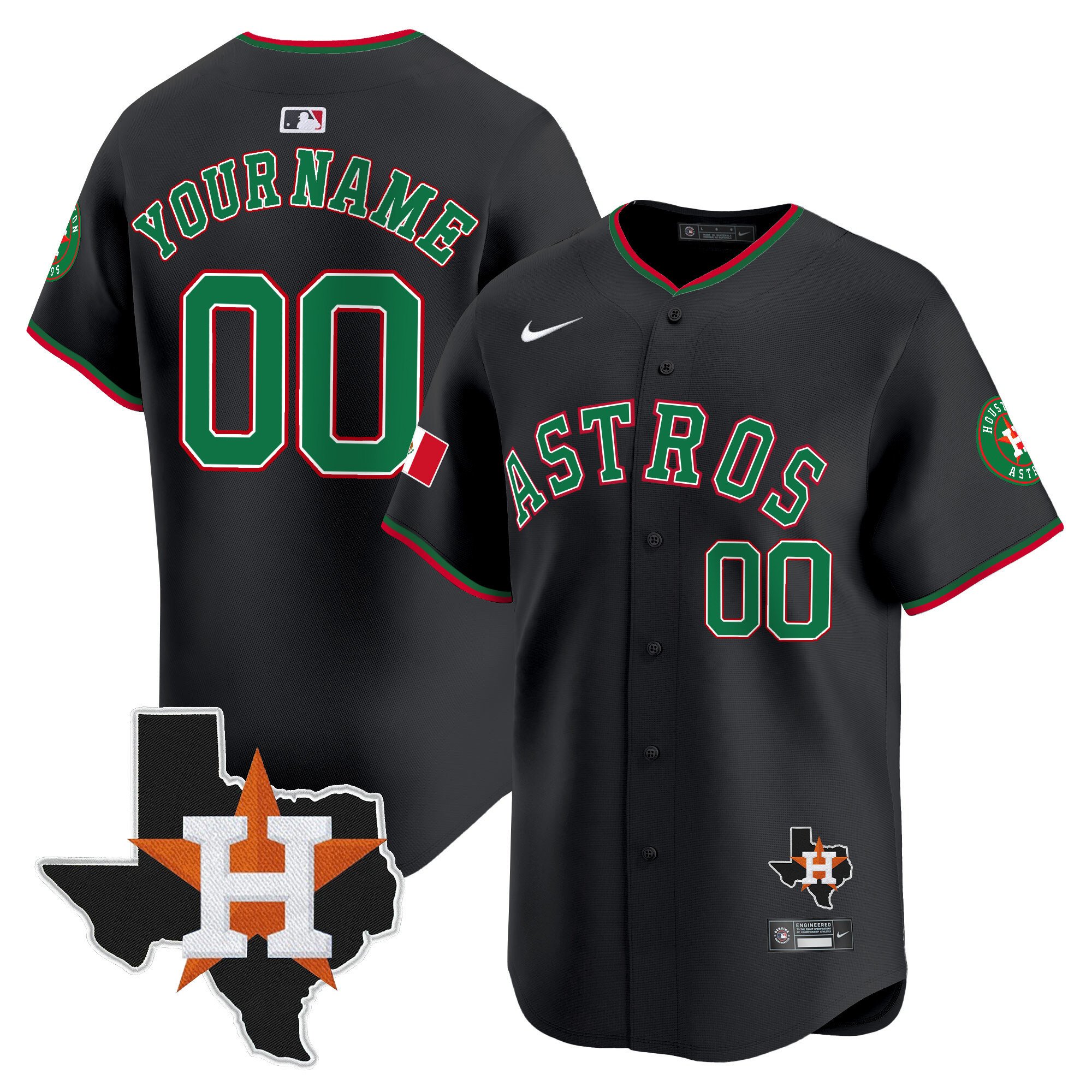 Astros Mexico Texas Patch Vapor Premier Limited Custom Jersey V4 – All Stitched