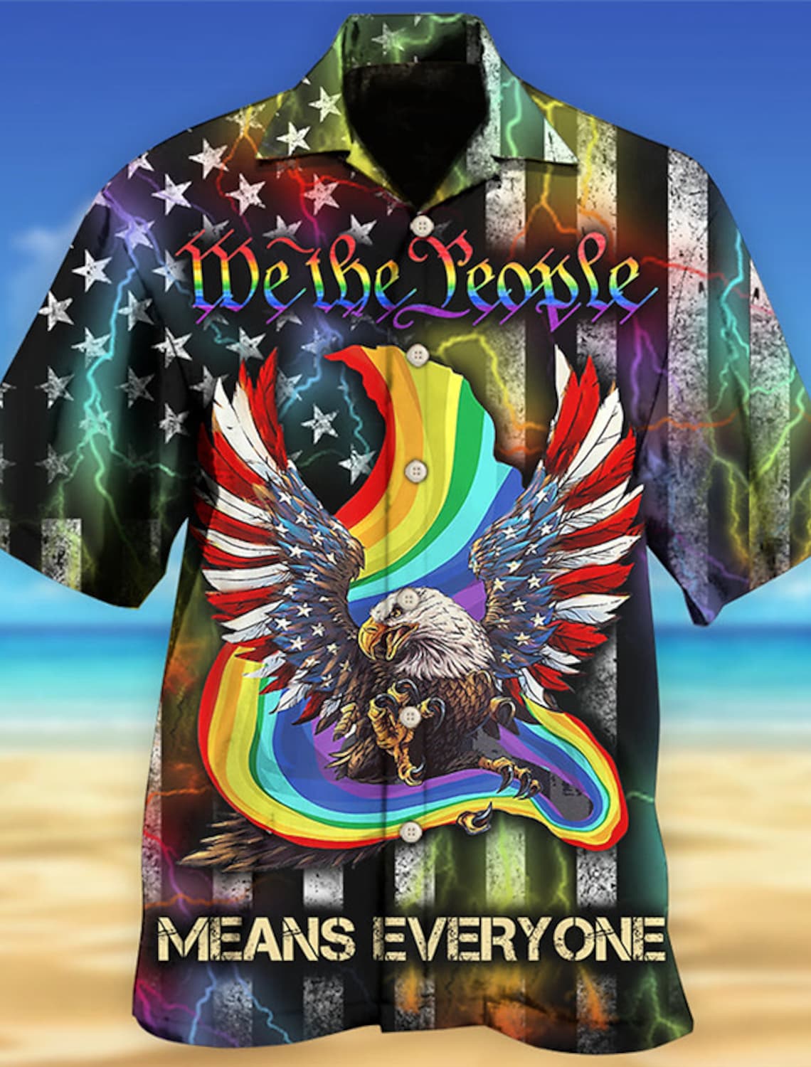 Eagle American Flag Pride Men’S Shirt, Lgbt Hawaiian Shirt, Summer Shirt