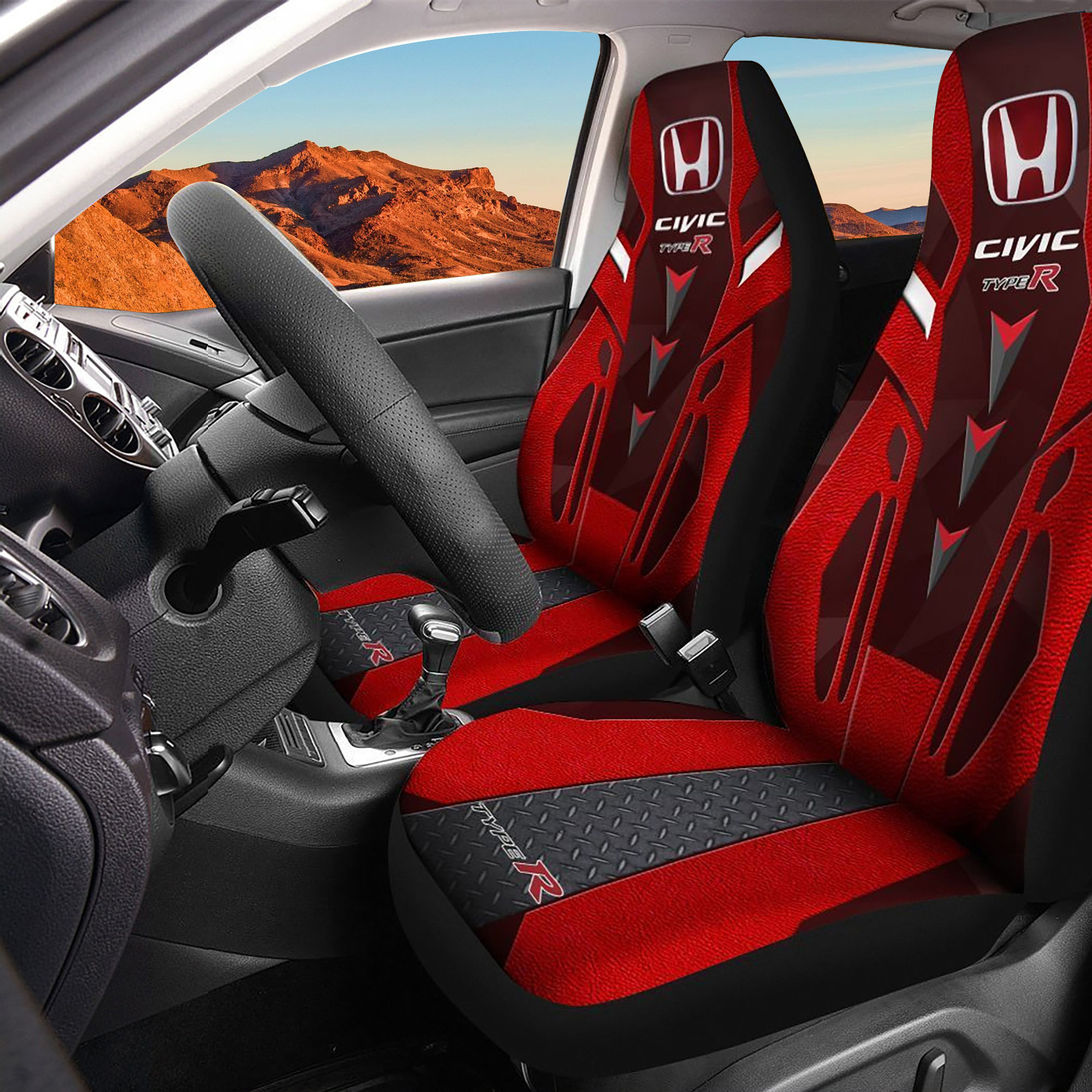 Honda Civic Type-R Logo Car Seat Cover Set (Red) CSC5853