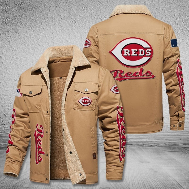 Cincinnati Reds Team Name And Logo MLB Stand Collar Jacket