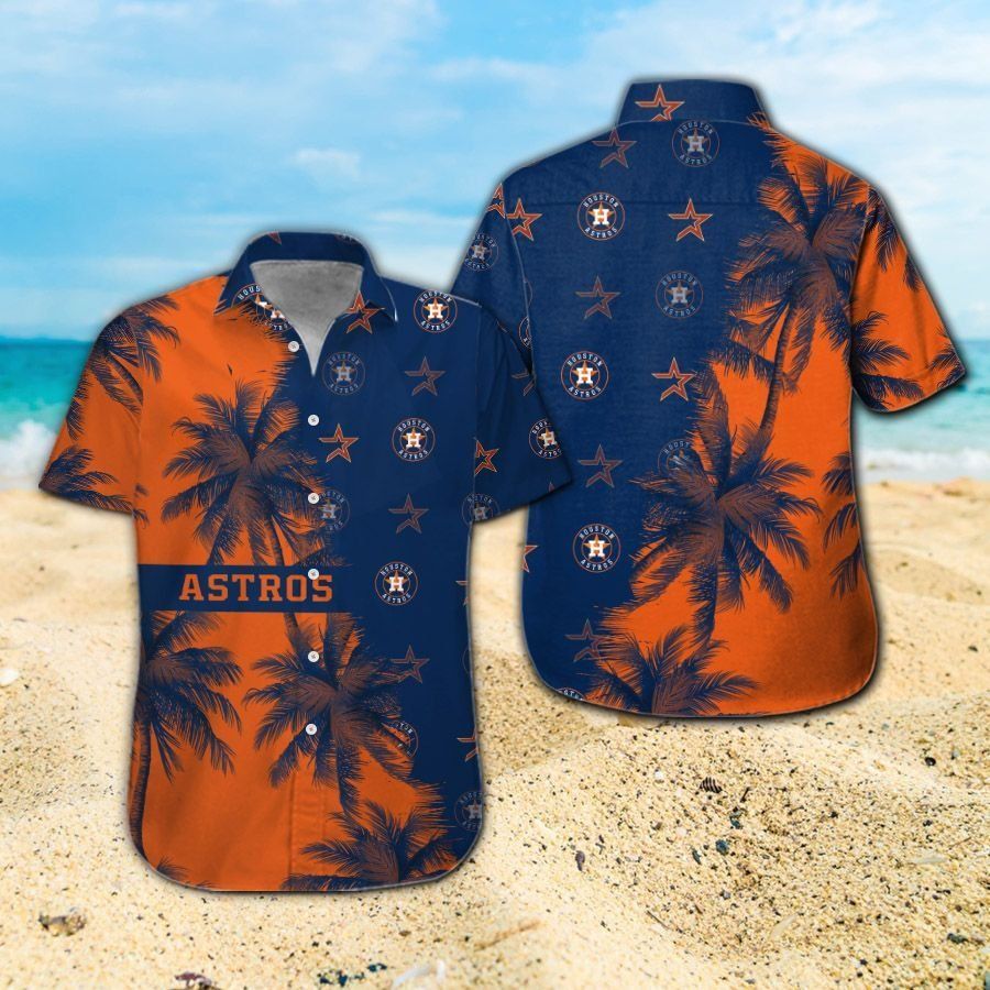 Houston Astros Short Sleeve Button Up Tropical Hawaiian Shirt Ver03