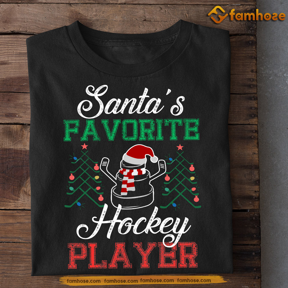 Christmas Hockey T-shirt, Santa's Favorite Hockey Player, Xmas Gift For Hockey Lovers x Hot Trend 2024 X Teedelight x PeckShirt