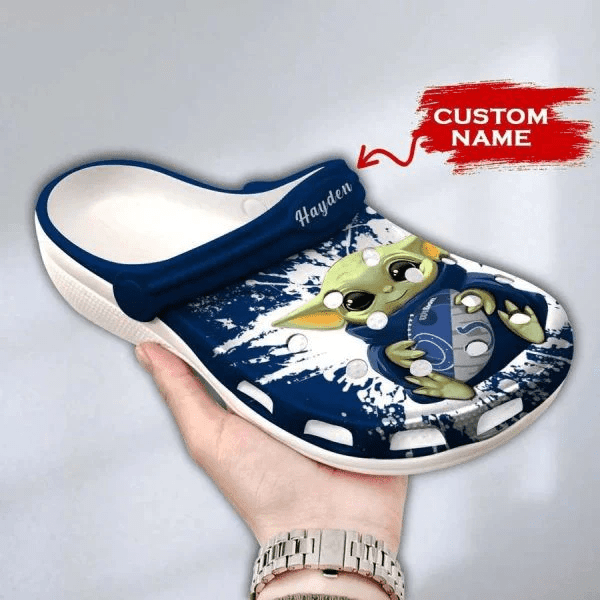 Baby Yoda Indianapolis Colts Custom Name Crocss Clog Comfortable Shoes Ver793