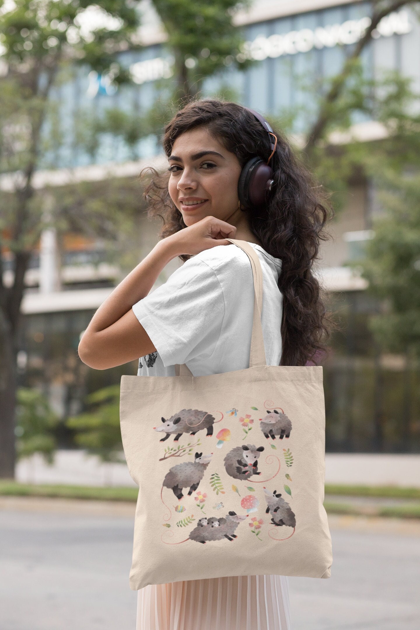 Opossum Tote Bag Kawaii Tote Bag Aesthetic Tote Bag Cottagecore Bag Cottagecore Tote Bag Animal Tote Bag Mushroom Tote Bag Cute Shoulder Bag