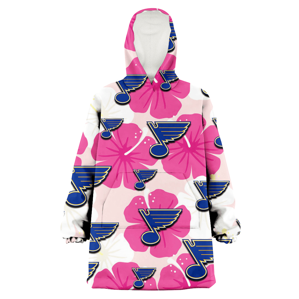 St. Louis Blues Pink White Hibiscus Misty Rose Background 3D Printed Hoodie Blanket Snug Hoodie