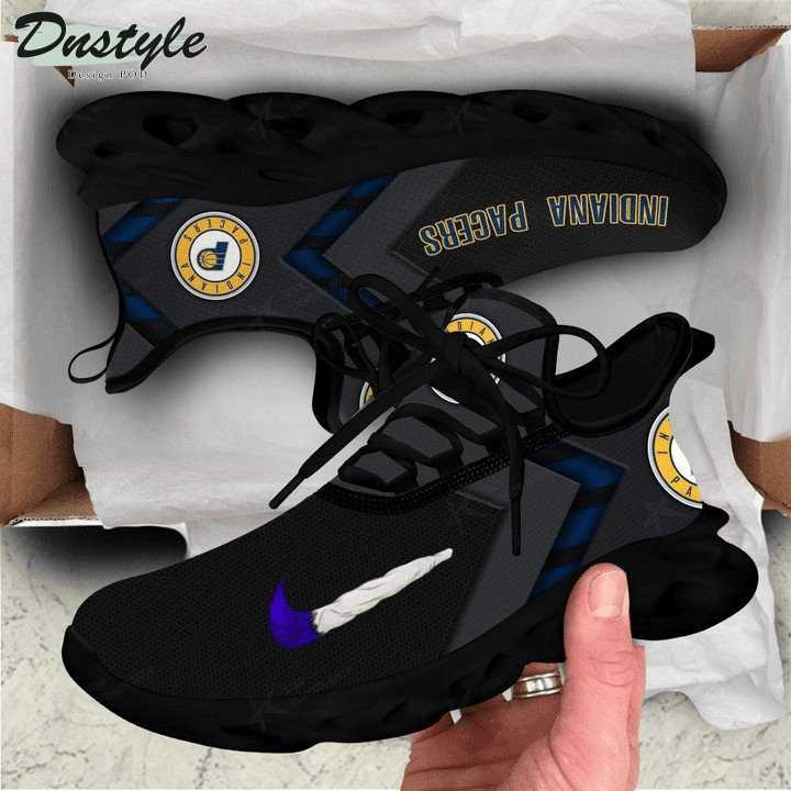 NBA Indiana Pacers Black Blue Max Soul Shoes Sport Sneakers Ver 01