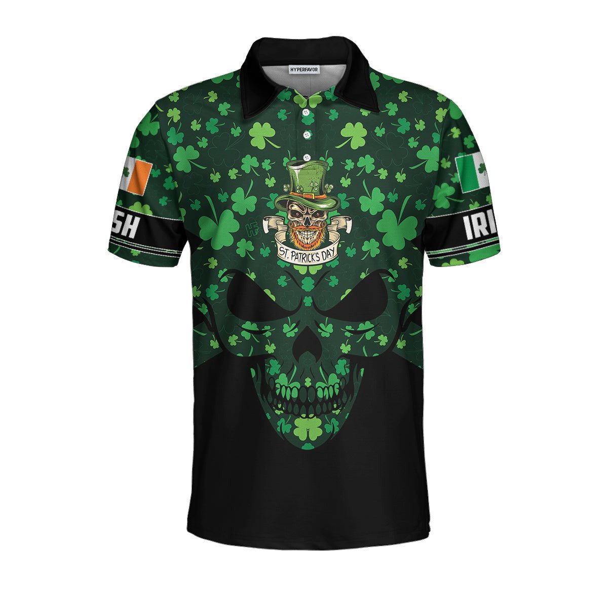 St Patricks Day Skull Polo Shirt, Cool Skull St Patrick’S Day Polo Shirt, St Patrick Shirt For Men