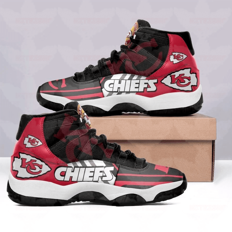 Kansas City Chiefs Air Jordan 11 Shoes Sport Sneakers High Top Basketball Shoes For Fan