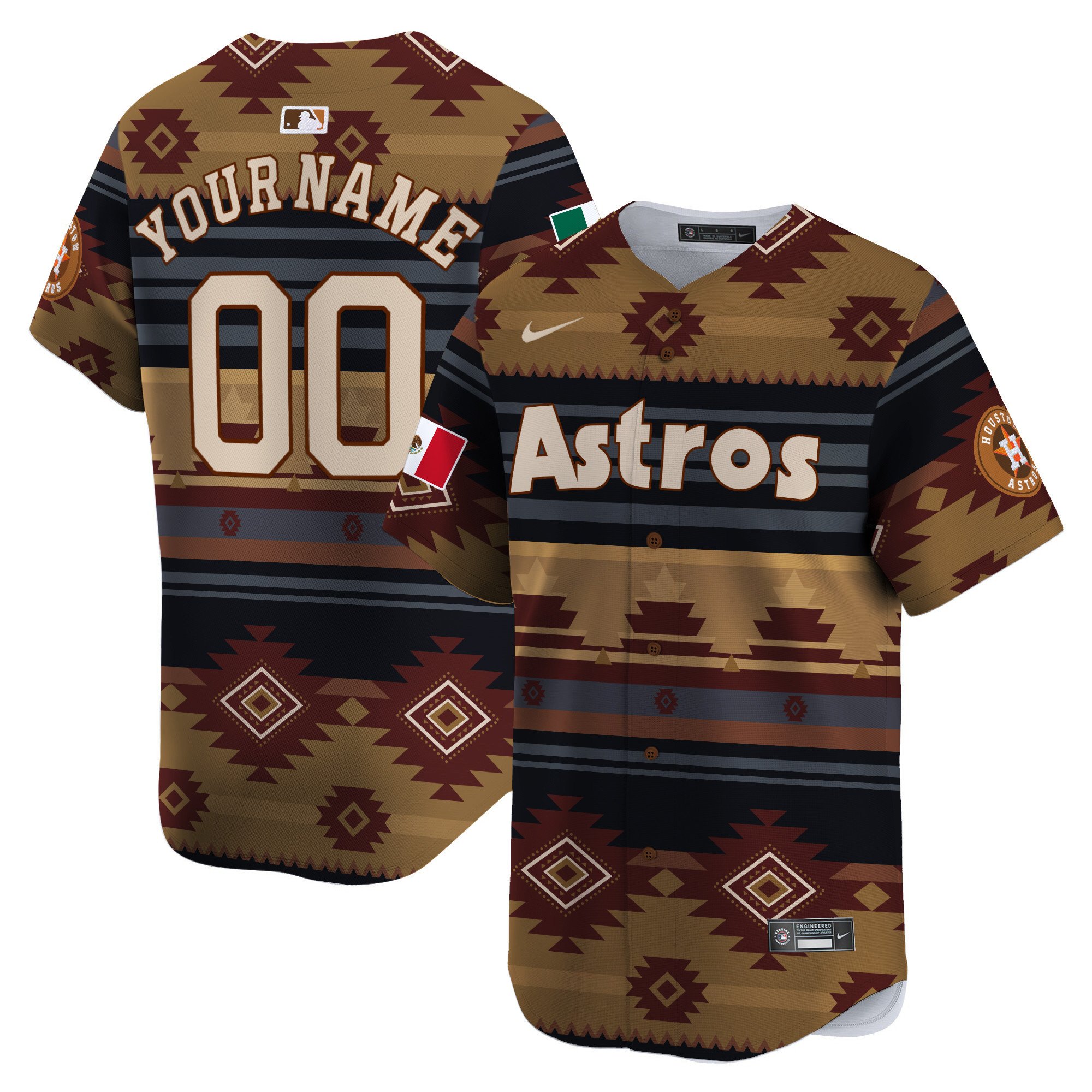 Astros Mexico Traditional Pattern Vapor Premier Limited Custom Jersey – Printed