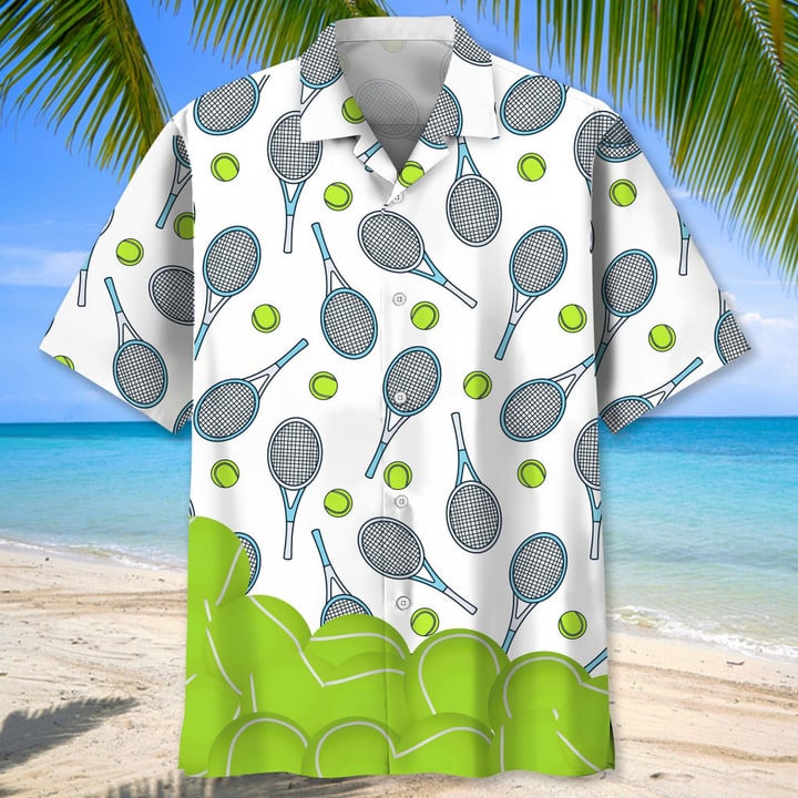 Tennis Lovers Hawaiian Shirt, Short Sleeve Summer Vacation Beach Shirts For Men