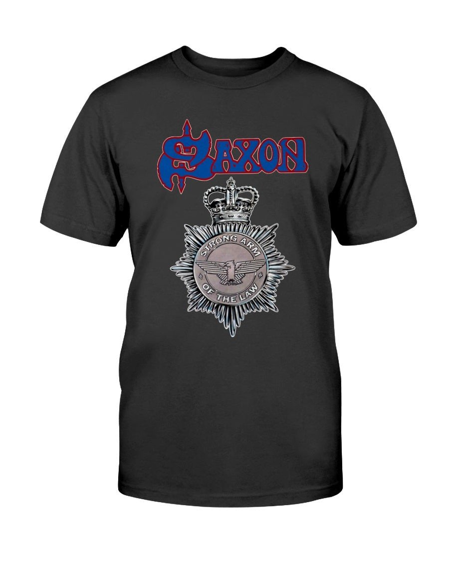 1980S Vintage Saxon Strong Arm Of The Law T Shirt 081821