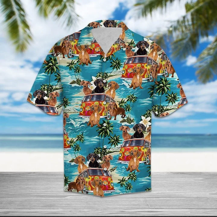 Relax Time Dachshund Hippie Summer Vacation Hawaiian Shirt