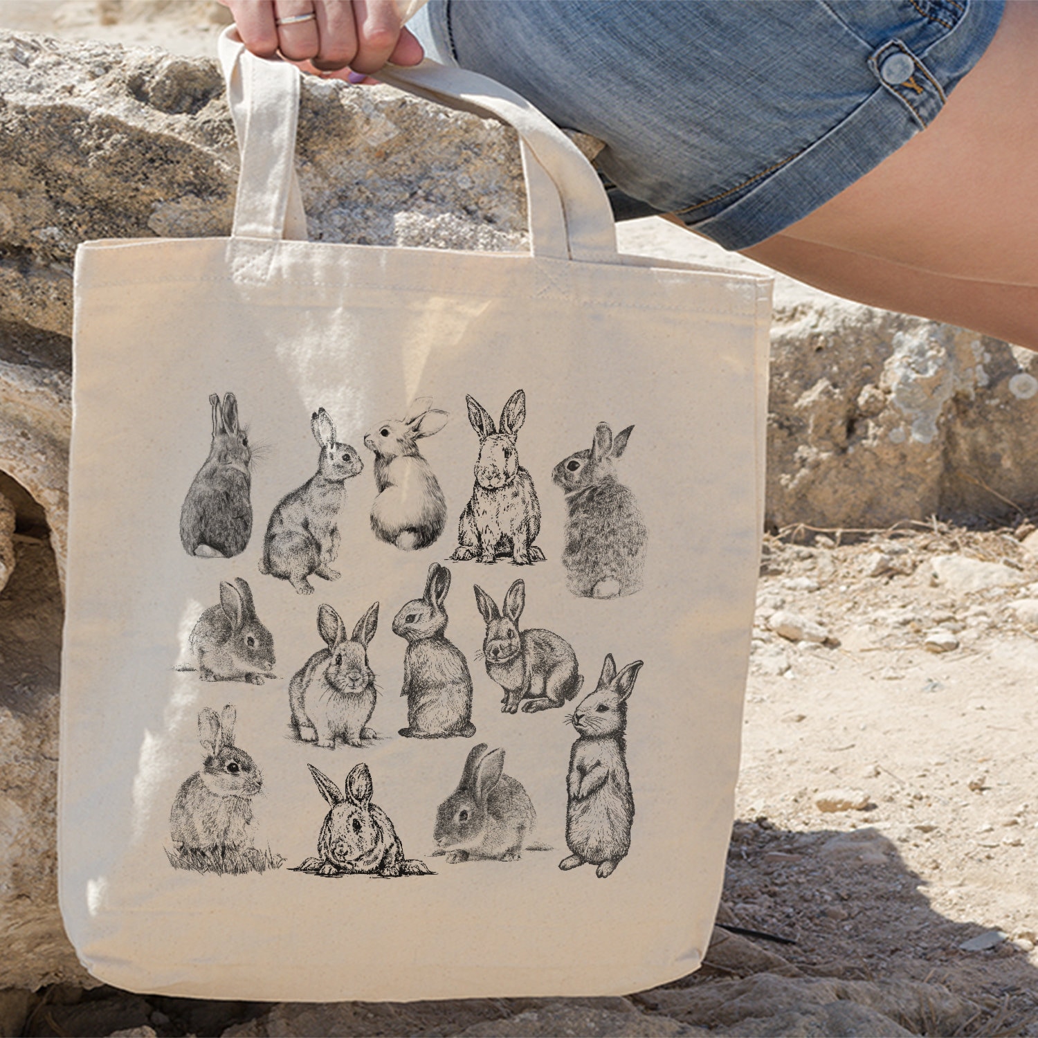 Rabbit Cotton Tote Bag, Farm Tote Bag, Rabbit Bag, Farm Tote Bag, Tote  Design By Miumaxgift, Natural Cotton Tote Bag, Eco-Friendly Tote Bag