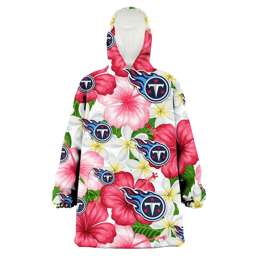 Tennessee Titans White Porcelain Flower Pink Hibiscus White Background 3D Printed Hoodie Blanket Snug Hoodie