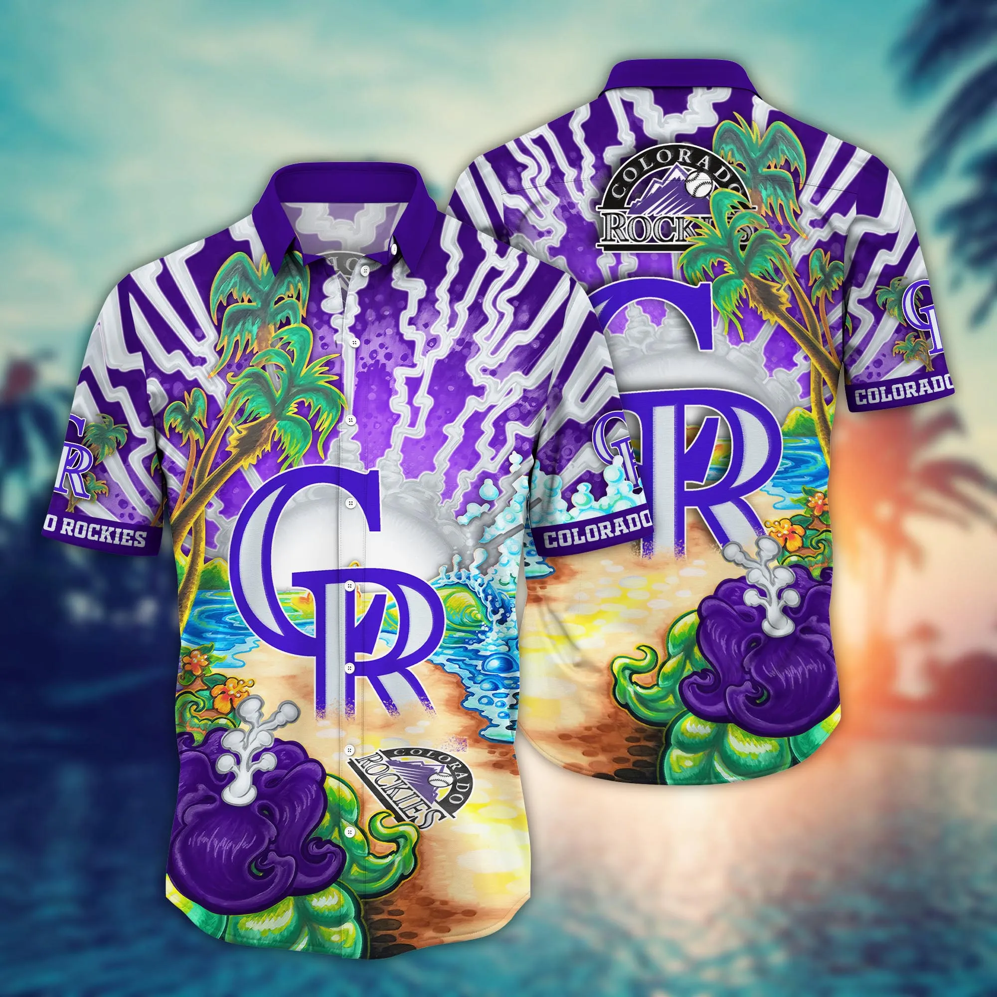 Colorado Rockies Mlb Hawaiian Shirt Tan Linestime Soccer Match Shirts