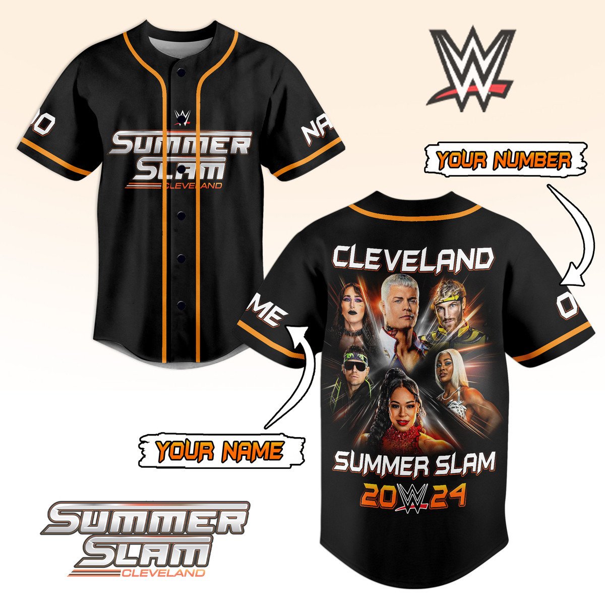 Merchcustom WWE Cleveland Summer Slam Baseball Jersey For Fans