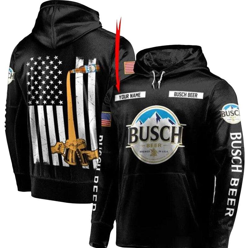 Personalized Busch Beer Usa Flag Hoodie