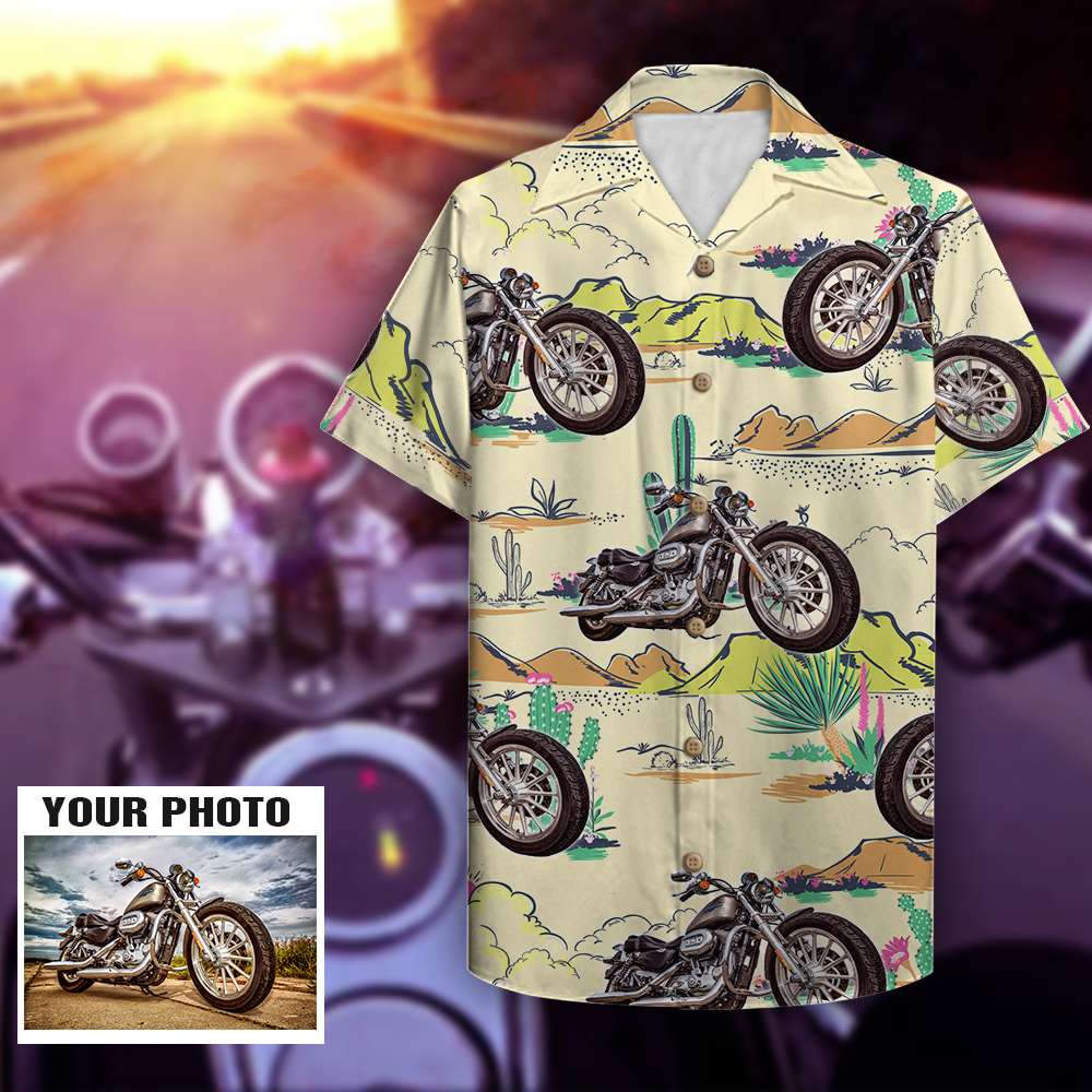 Biker Custom Photo Motorcycle Hawaiian Shirt, Aloha Shirt, Hawaiian Shirt For Men, Gift For Biker