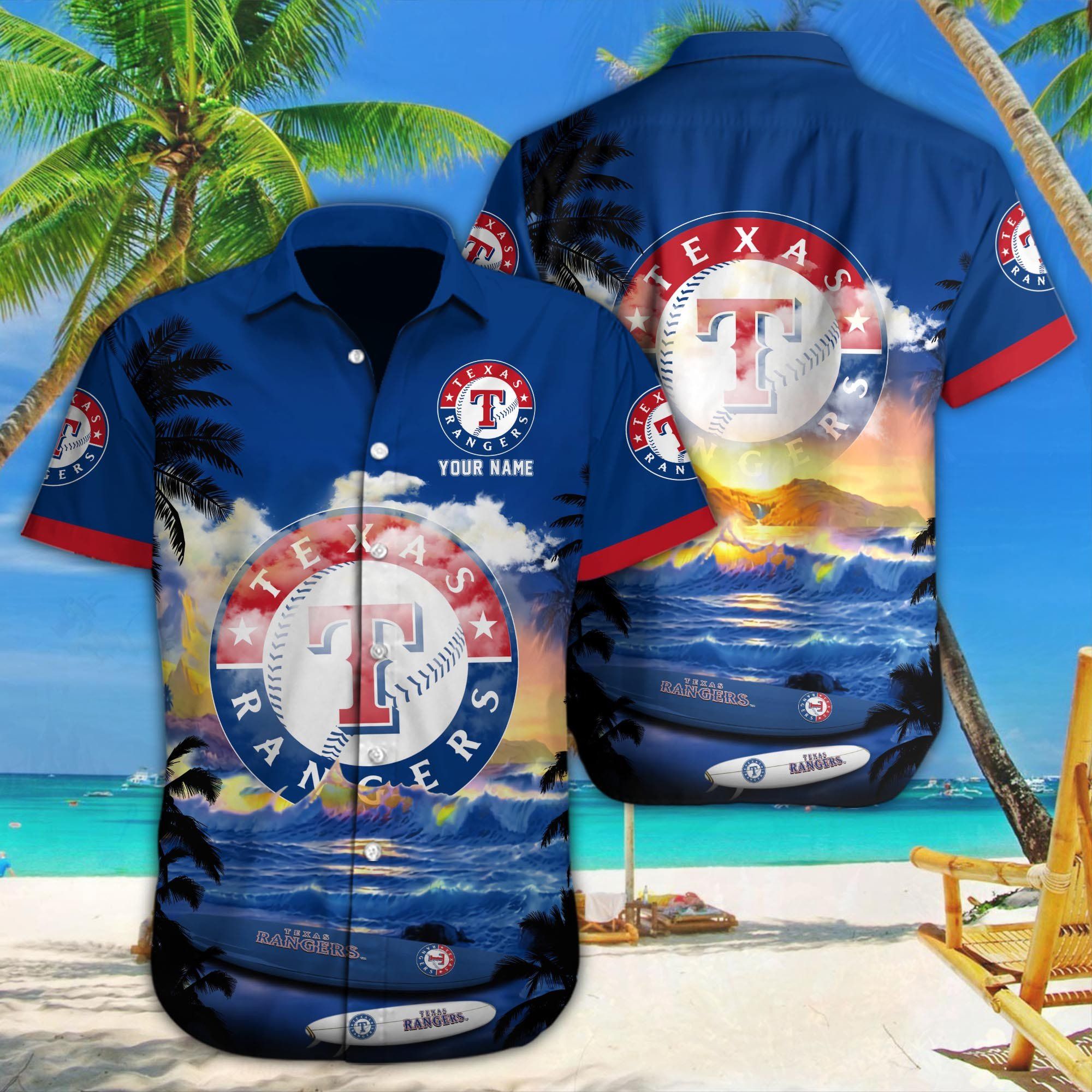 Texas Rangers Aloha Vacation Shirt Custom Name