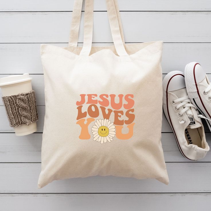 Jesu Loves You, Christian Tote Bag, Bible Tote Bag, Jesus Tote Bag, Daisy, Bible Bag, Catholic Tote Bag, Bible Verse Bag, Christ is King, Best Tote Bags Ideas, Cute Tote Bags Ideas, Tote Bag Design Ideas, Girls Tote Bag, Best Canvas Tote Bags Ideas