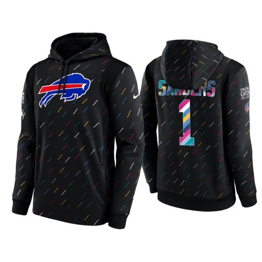 Men’S Buffalo Bills Emmanuel Sanders 2021 Crucial Catch Charcoal Therma Pullover Hoodie Buffalo Bills #1 Emmanuel Sanders Charcoal Hoodie