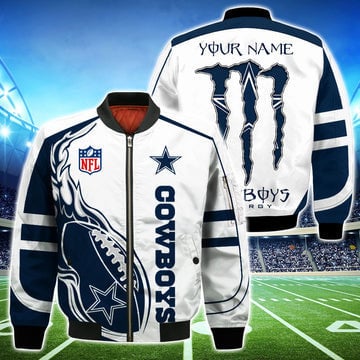 Dallas Cowboys Monster Energy Custom Name Printed 3D Bomber Jacket