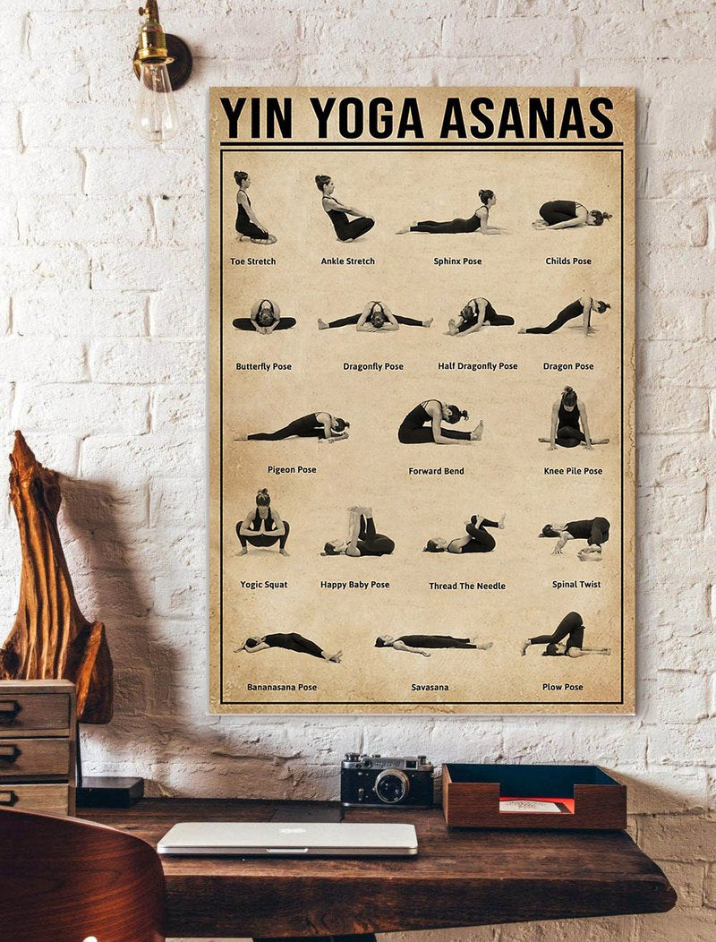 Yin Yoga Asanas Yoga Knowledge Poster Yoga Traning Room Poster