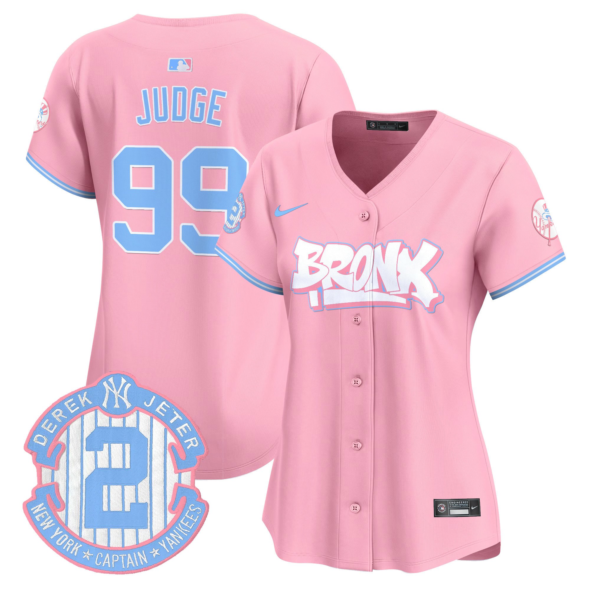 Women’S Yankees The Bronx Graffiti Bubblegum Pink Vapor Premier Limited Jersey V2 – All Stitched