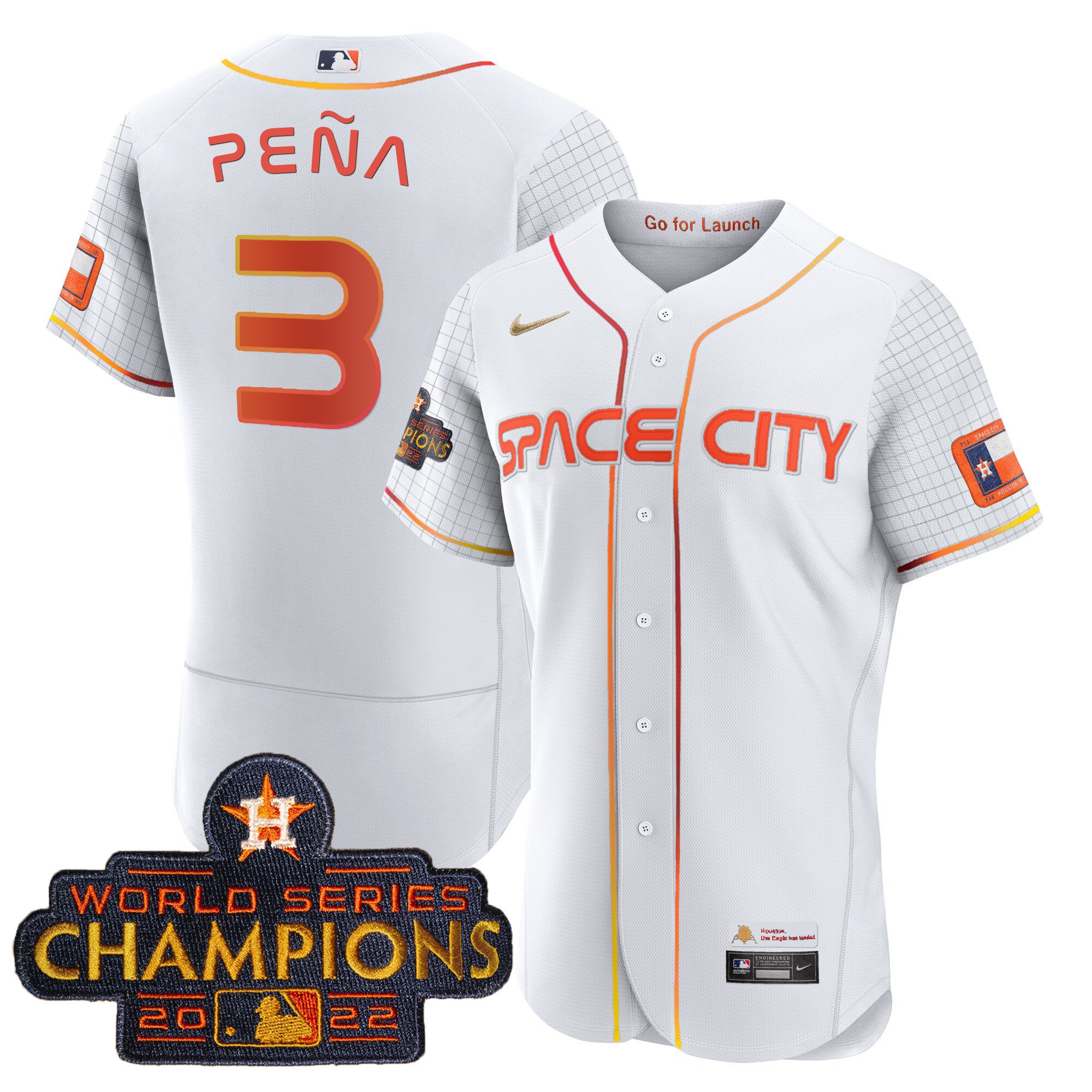 Youth’S Astros 2023 Space City Champions Flex Jersey – All Stitched