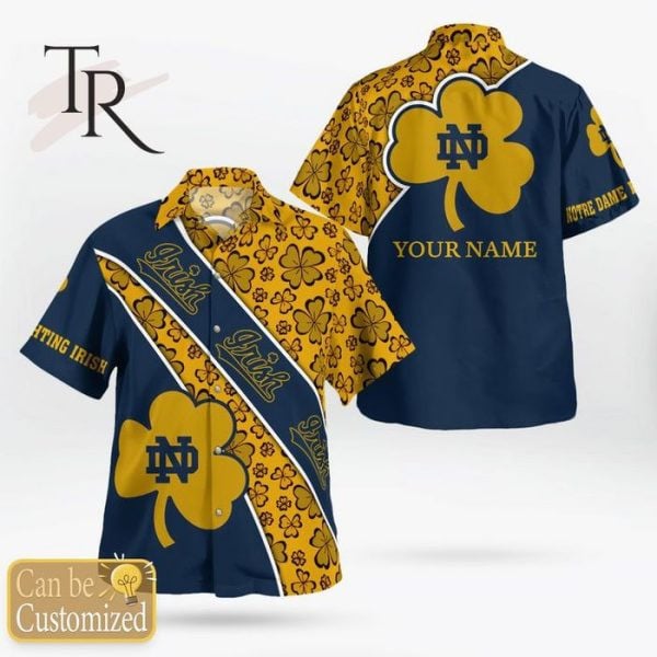 Notre Dame Fighting Irish St.Patrick Day Ncaa Yellow 3D Hawaiian Shirt
