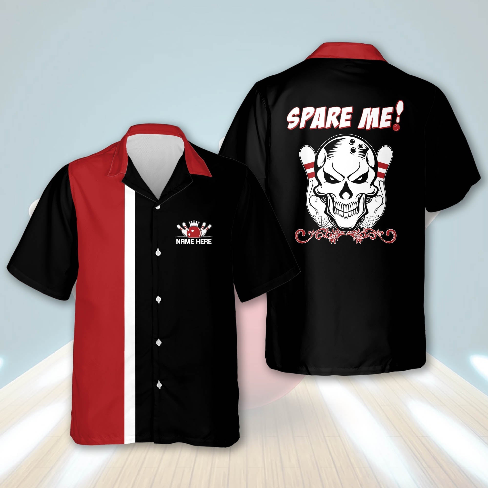 Custom With Name Spare Me Bowling Hawaiian Shirt, Bowling Shirt For Men