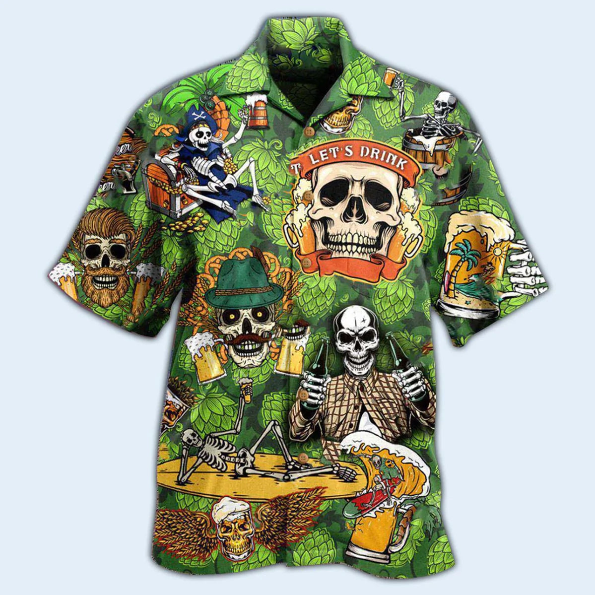 Skull Drink Beer Hawaiian Shirt Let’S Drink Beer Skull Hawaii Shirt Men Women