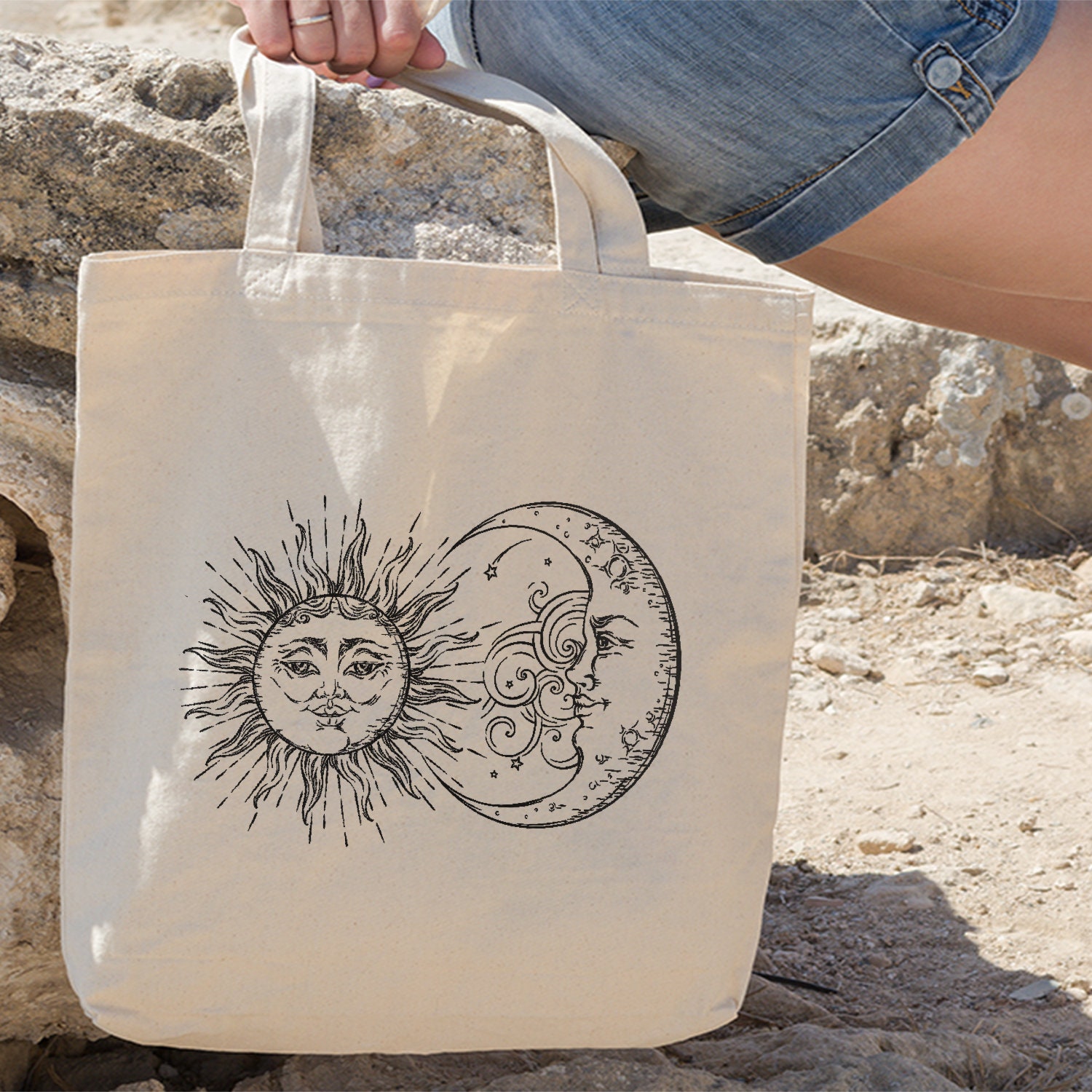 Sun And Moon Tote Bag, Sun Tote Bag, Moon Tote Bag, Canvas Tote, Birthday’s Gift Tote Bag, Shopping Bag, School Tote Bag