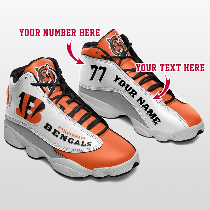 Cincinnati Bengals Football Retro Custom Air Jordan 13 Shoes Personalize Name Sport Sneakers zkJw JD13 V1268