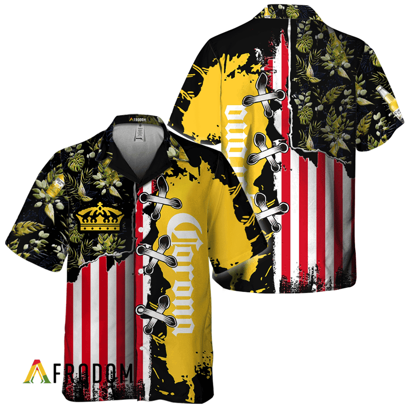 Vintage Tropical Flower Corona Extra Hawaiian Shirt