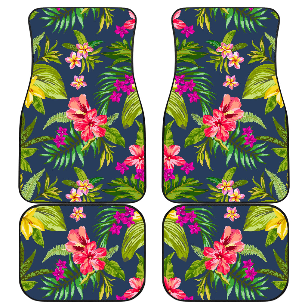 Aloha Hawaiian Flowers Pattern Print Front And Back Car Floor Mats, Front Car Mat