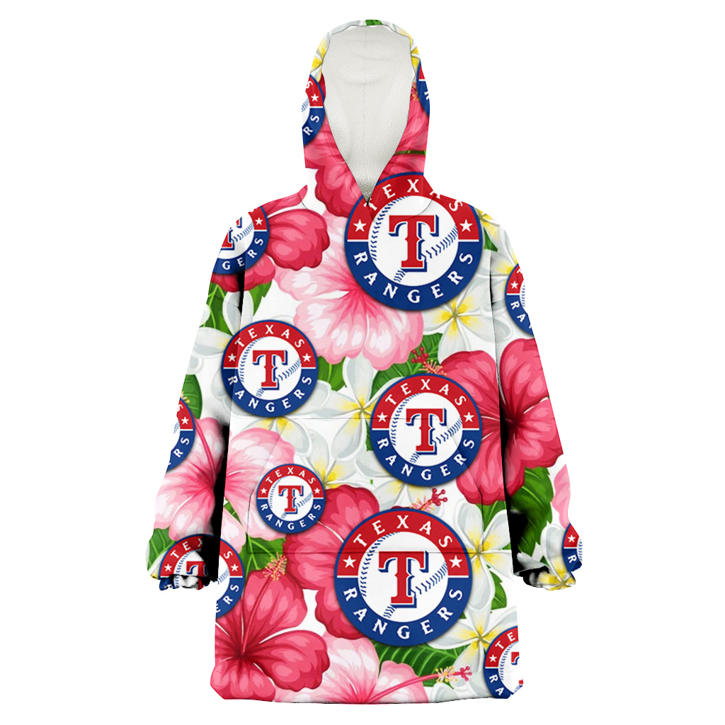 Texas Rangers White Porcelain Flower Pink Hibiscus White Background 3D Printed Hoodie Blanket Snug Hoodie