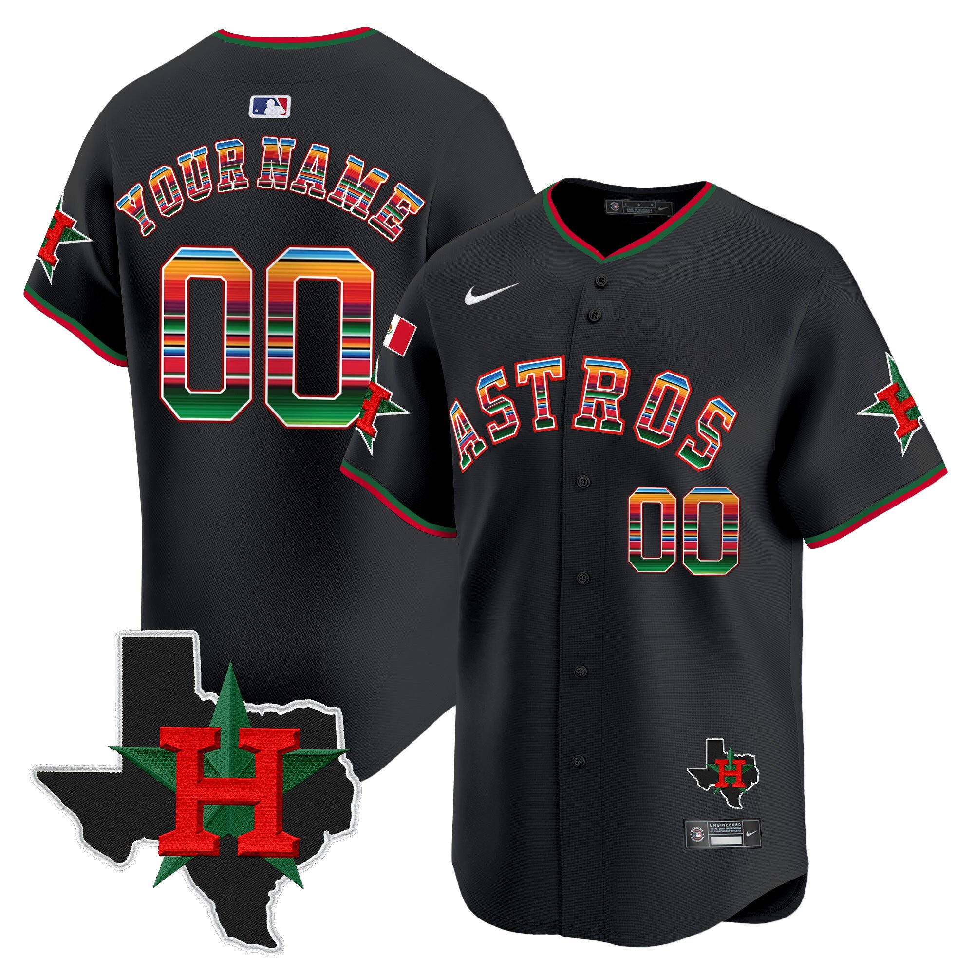 Astros Mexico Texas Patch Vapor Premier Limited Custom Jersey V2 – All Stitched