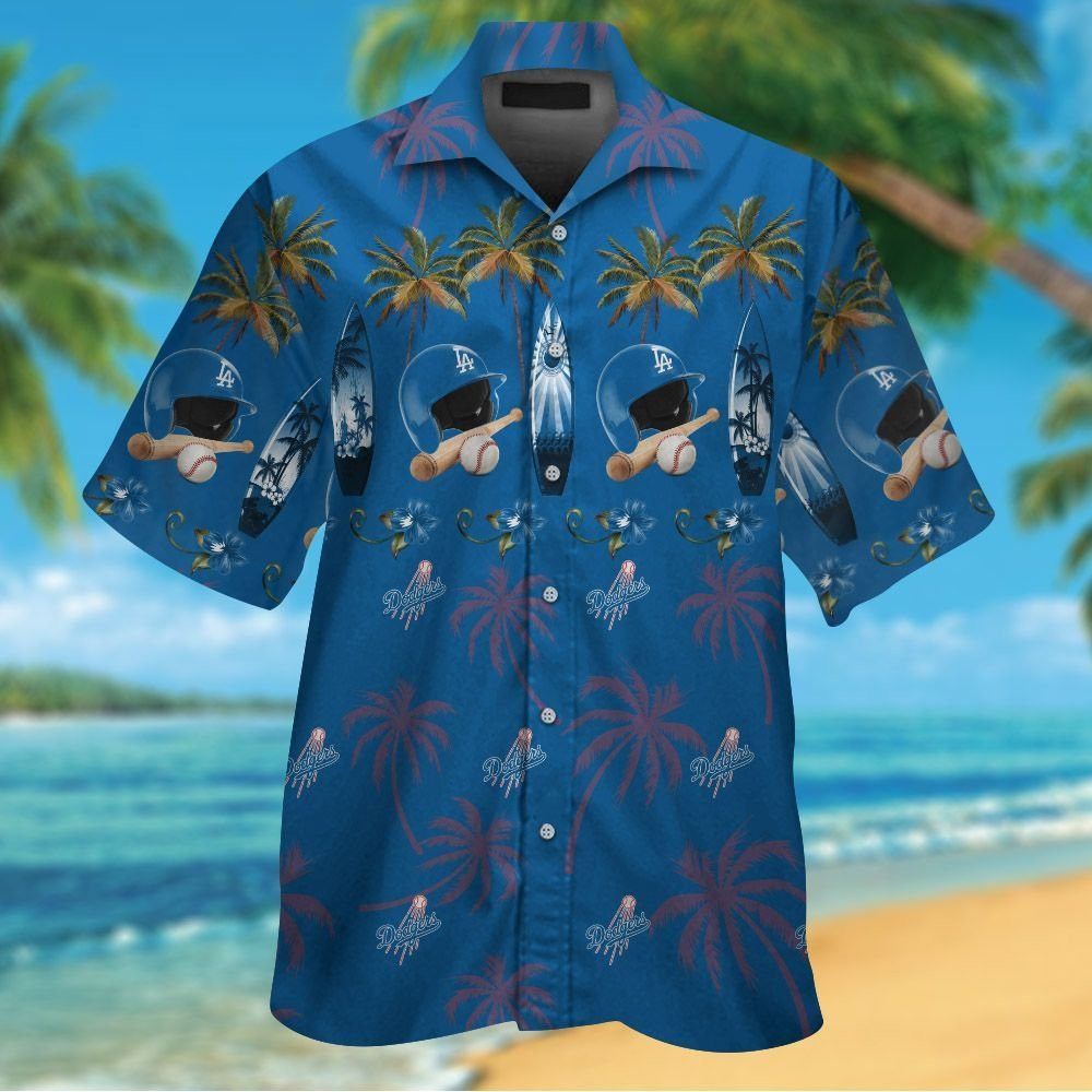 Los Angeles Dodgers Short Sleeve Button Up Tropical Hawaiian Shirt Ver010