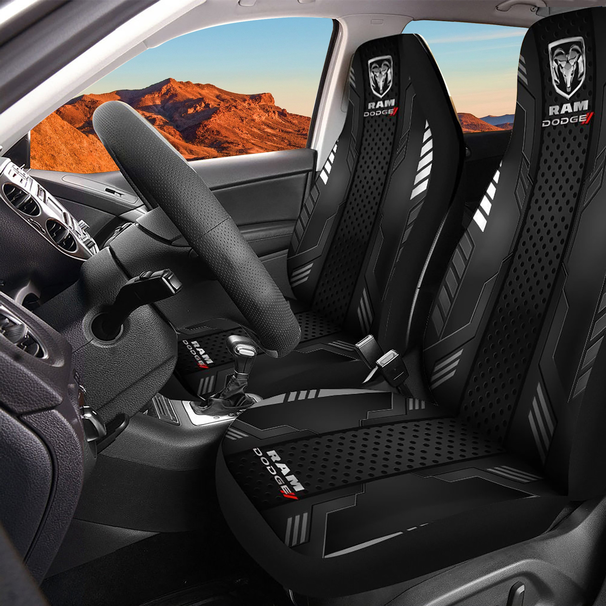 Dodge Ram Logo Car Seat Cover Set CSC3375