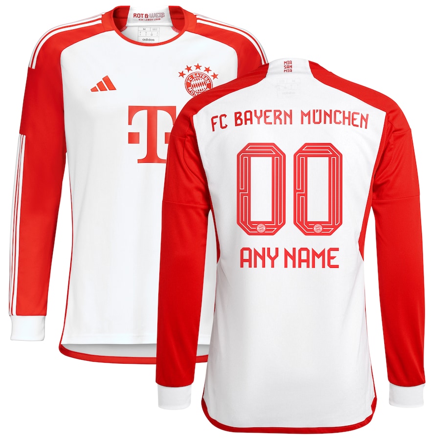 Bayern Munich Adidas 2023/24 Home Custom Long Sleeve Jersey – White