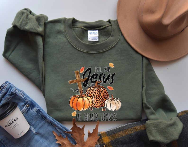 Fall For Jesus Thanksgiving Sweatshirt 2D Crewneck Sweatshirt All Over Print Sweatshirt For Women Sweatshirt For Men Sws5580