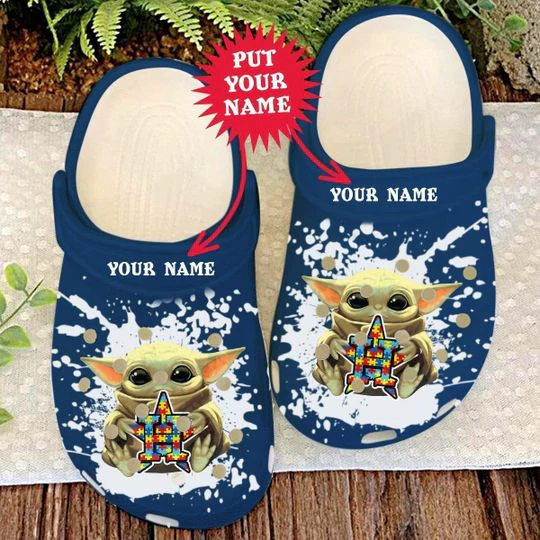 Houston Astros Baby Yoda Autism Custom Name Crocss Classic Clogs Shoes Ver614