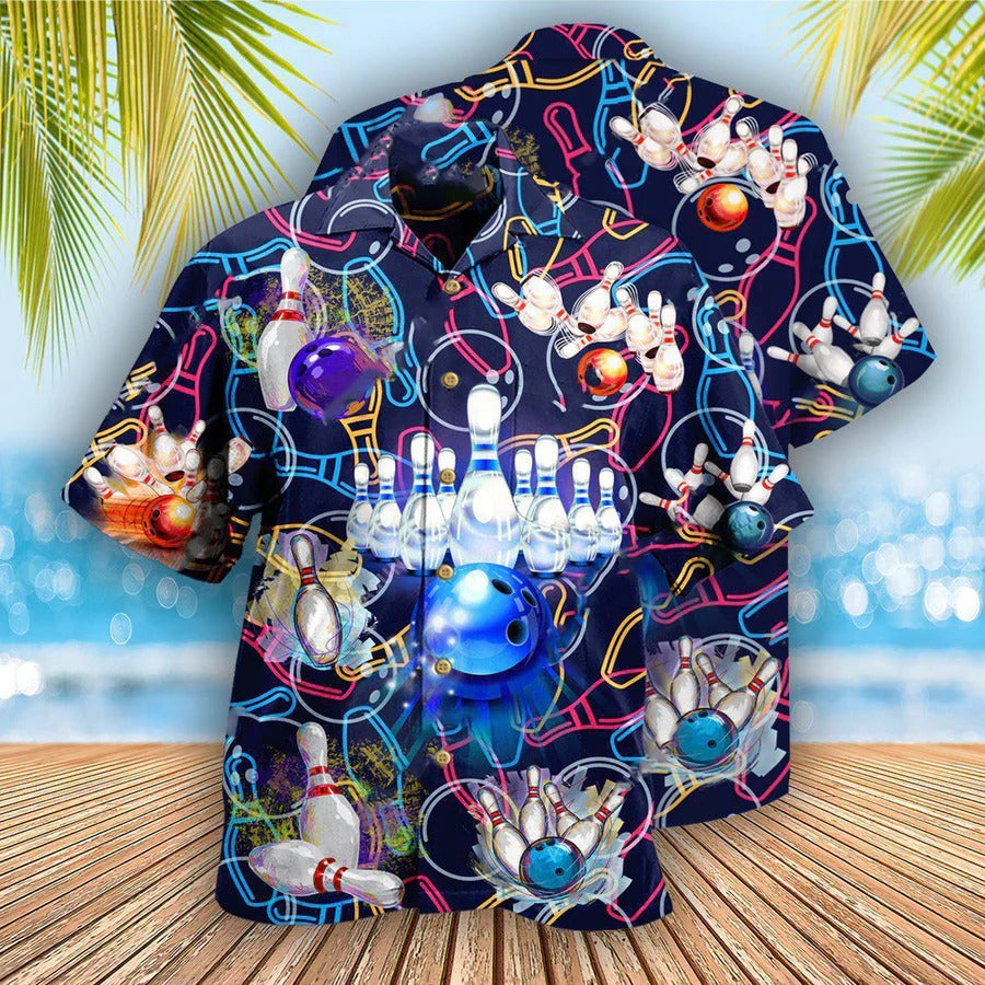 3D Bowling Hawaiian Shirt, Bowling Painting Hawaiian Shirt, Bowling Let The Good Times Aloha Shirt For Men – Perfect Gift For Bowling Lovers, Bowlers