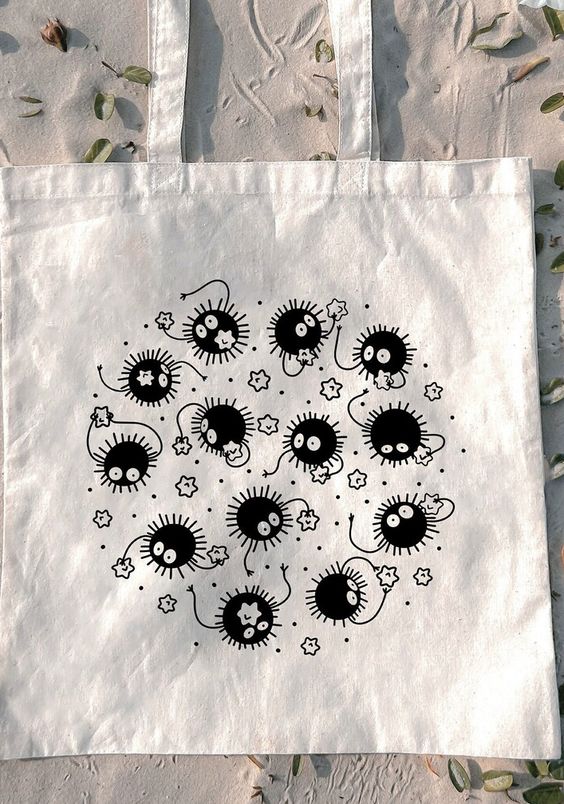 Spirited Away Faceless Print Tote Bag, Canvas Tote Bags, Tote Bag Design, Tote Bag Idea