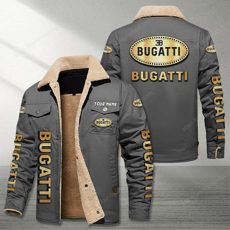 Bugati Gray Custom Name Stand Collar Jacket