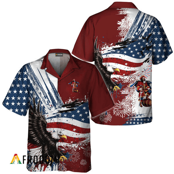 Captain Morgan Fourth Of July Eagle Hawaiian Shirt