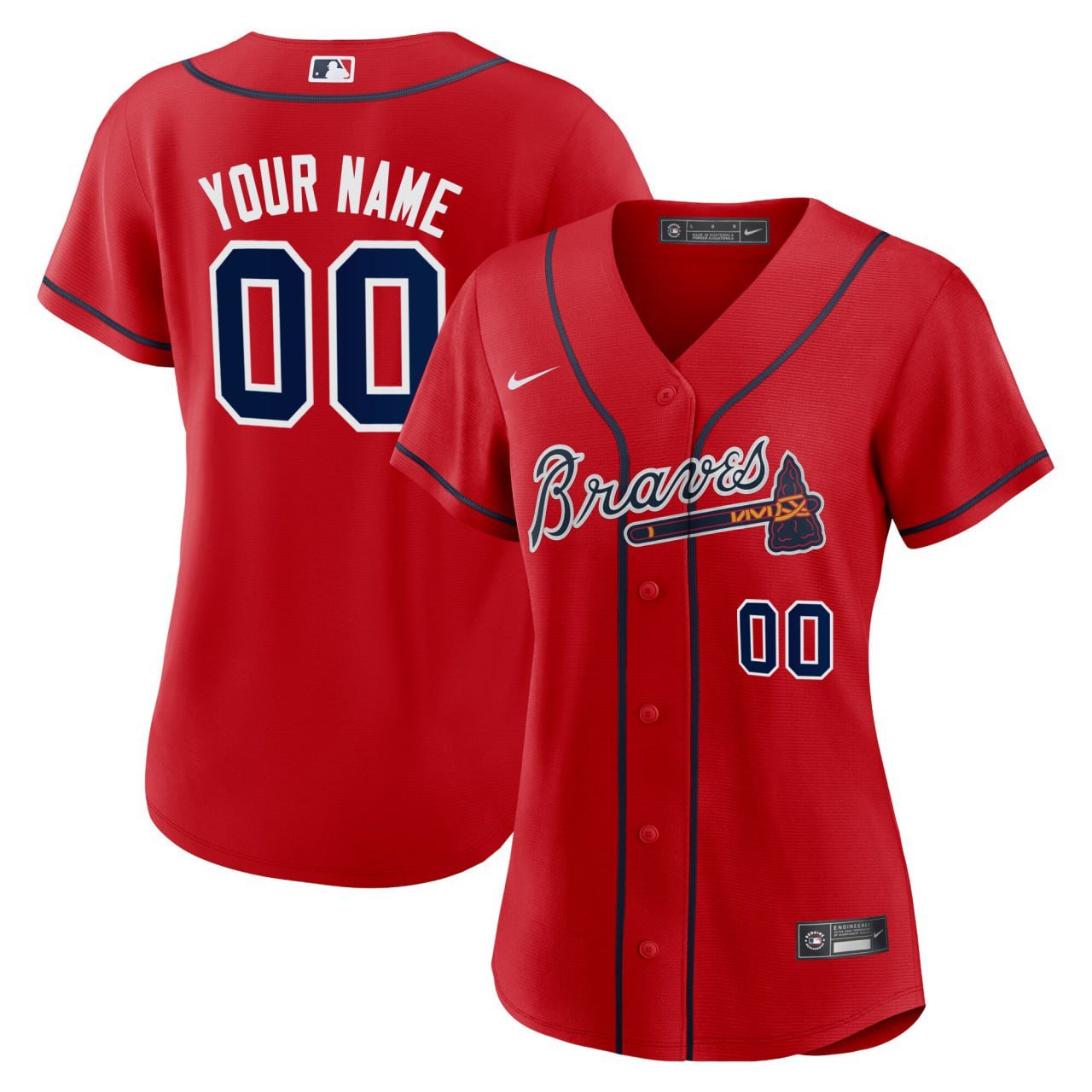 Women’S Atlanta Braves Red Custom Jersey – All Stitched